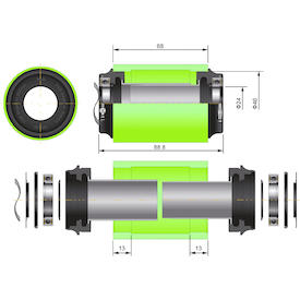 MegaExo Carbon-Kurbel Ø 24 mm Adapter auf BB386-Rahmen